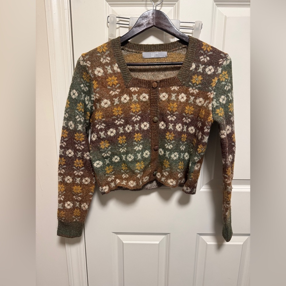 8 Seconds Brown and Cream Knit Cardigan